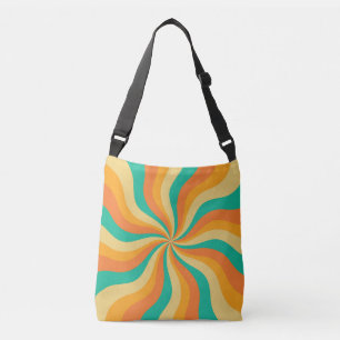Retro 70s Sunburst Kleurrijke achtergrond Crossbody Tas