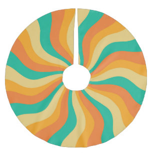 Retro 70s Sunburst Kleurrijke achtergrond Kerstboom Rok