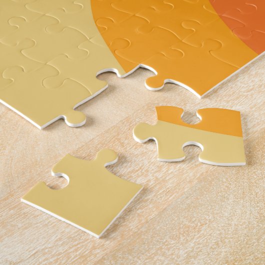 Retro 70s Sunburst Kleurrijke achtergrond Legpuzzel (Zijkant)