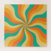 Retro 70s Sunburst Kleurrijke achtergrond Legpuzzel (Horizontaal)