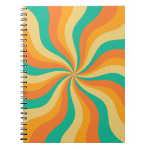 Retro 70s Sunburst Kleurrijke achtergrond Notitieboek