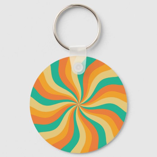 Retro 70s Sunburst Kleurrijke achtergrond Sleutelhanger (Voorkant)