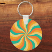 Retro 70s Sunburst Kleurrijke achtergrond Sleutelhanger (Voorkant)