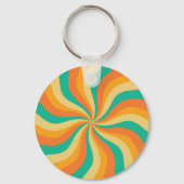 Retro 70s Sunburst Kleurrijke achtergrond Sleutelhanger (Achterkant)