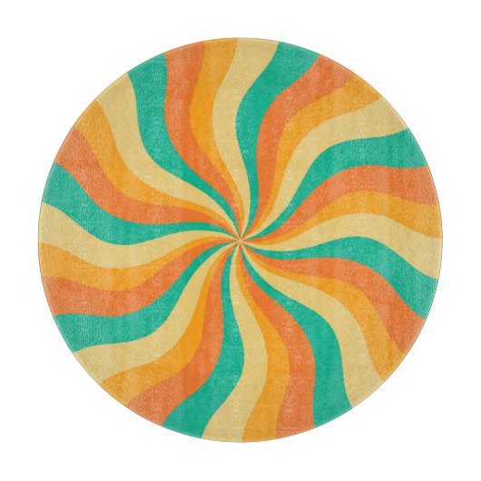 Retro 70s Sunburst Kleurrijke achtergrond Snijplank (Voorkant)