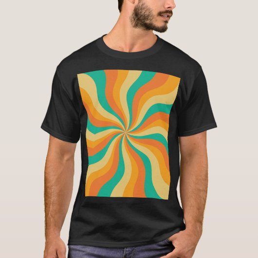 Retro 70s Sunburst Kleurrijke achtergrond T-shirt (Voorkant)