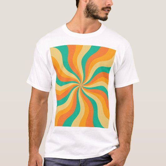 Retro 70s Sunburst Kleurrijke achtergrond T-shirt (Voorkant)