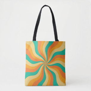 Retro 70s Sunburst Kleurrijke achtergrond Tote Bag