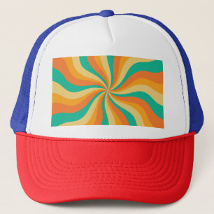 Retro 70s Sunburst Kleurrijke achtergrond Trucker Pet