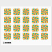 Retro 70s Sunburst Kleurrijke achtergrond Vierkante Sticker (Vel)