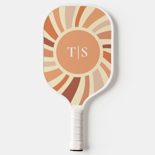 Retro 70s Sunburst Monogram Pickleball Paddle (Achterkant)