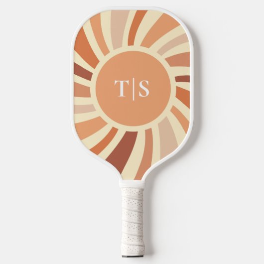 Retro 70s Sunburst Monogram Pickleball Paddle (Voorkant)
