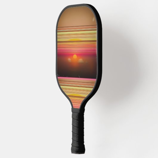 Retro 70s Sunset Lines Abstract Pickleball Paddle (Links)