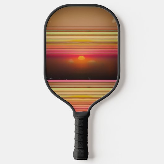 Retro 70s Sunset Lines Abstract Pickleball Paddle (Achterkant)