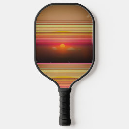 Retro 70s Sunset Lines Abstract Pickleball Paddle