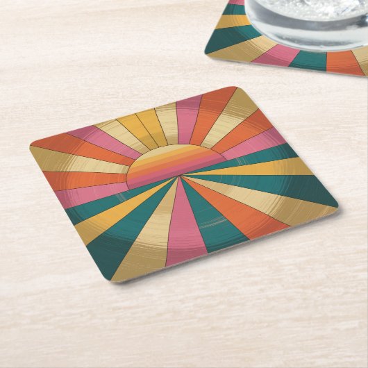 Retro 70s Sunset Onderzetter Set (Schuin)