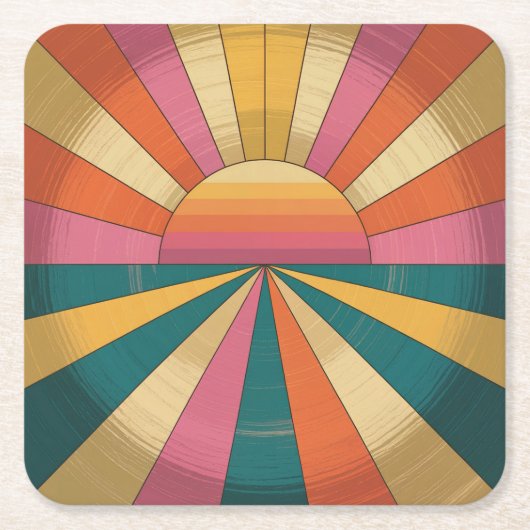 Retro 70s Sunset Onderzetter Set (Voorkant)