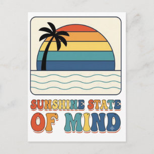 Retro 70s "Sunshine State of Mind" Palmboom Briefkaart