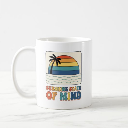 Retro 70s "Sunshine State of Mind" Palmboom  Koffiemok (Links)