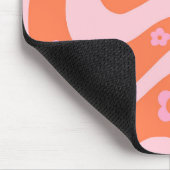 Retro 70s Swirl Pattern Roze en Oranje Muismat (Hoek)