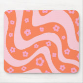 Retro 70s Swirl Pattern Roze en Oranje Muismat (Voorkant)