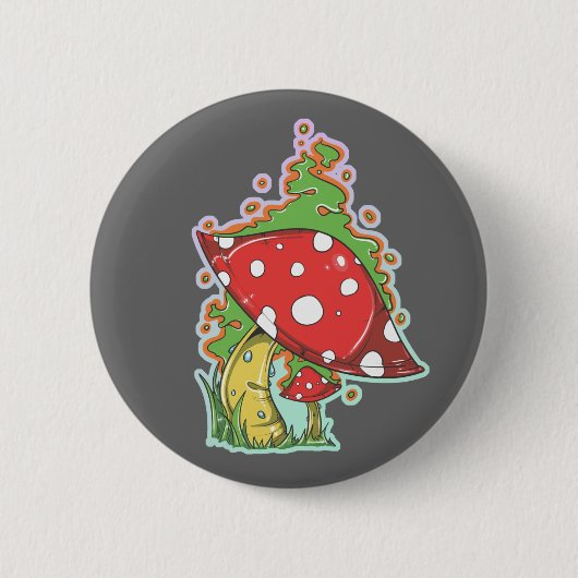 Retro 70's Tattoo paddenstoel Ronde Button 5,7 Cm (Voorkant)