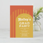  retro 70s terracotta boogfoto afstuderen kaart (Staand voorkant)