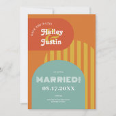  retro 70s terracotta boogfoto bruiloft save the date (Voorkant)