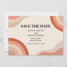 Retro 70s Terracotta Groovy Save the Date Kaart