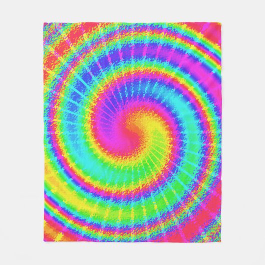 Retro 70s TieDye Hippie Psychedelic Colorful Fleece Deken (Voorkant)