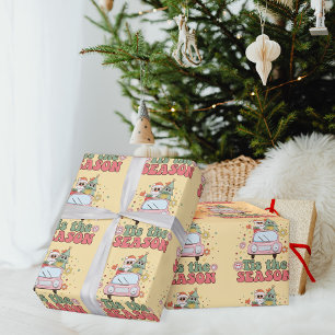 Retro 70's Tis Het Seizoen Leuke Sinterklaas Cadeaupapier