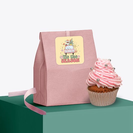 Retro 70's Tis Het Seizoen Leuke Sinterklaas Vierkante Sticker