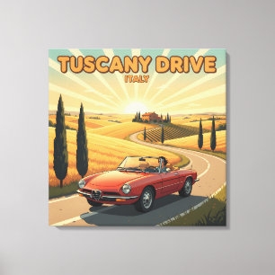 Retro 70s Toscane Drive: Italië Reizen Canvas Afdruk