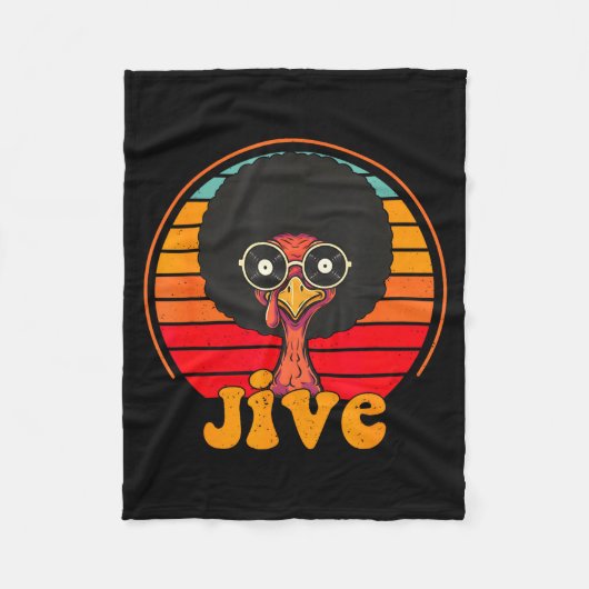 Retro 70s Turkey Jive Afro Thanksgiving Family Men Fleece Deken (Voorkant)