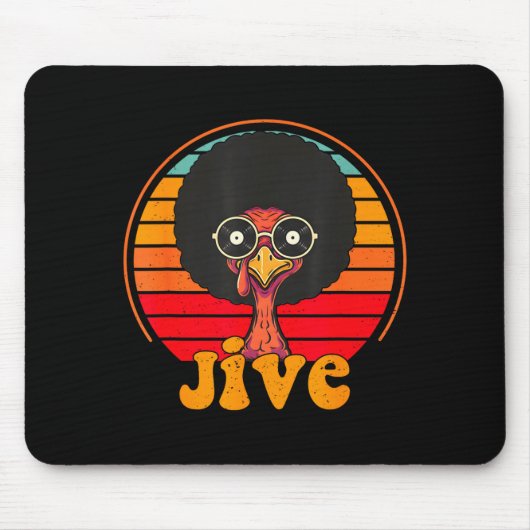 Retro 70s Turkey Jive Afro Thanksgiving Family Men Muismat (Voorkant)