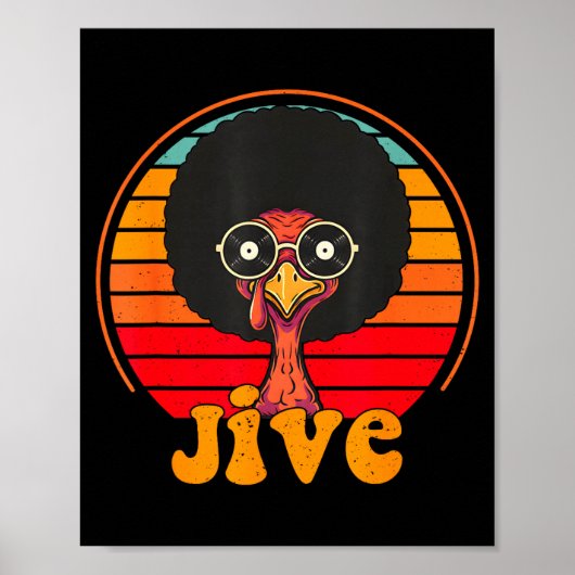 Retro 70s Turkey Jive Afro Thanksgiving Family Men Poster (Voorkant)