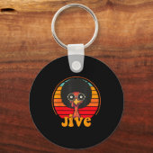 Retro 70s Turkey Jive Afro Thanksgiving Family Men Sleutelhanger (Voorkant)