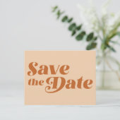 Retro 70s Typografie in Terracotta sparen de Datum Briefkaart (Staand voorkant)