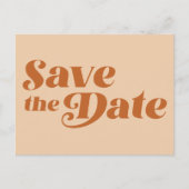 Retro 70s Typografie in Terracotta sparen de Datum Briefkaart (Voorkant)