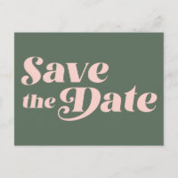 Retro 70s Typografie Roze en Groen sparen de Datum