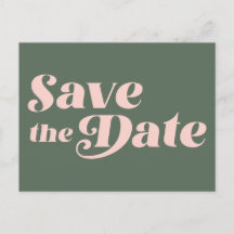 Retro 70s Typografie Roze en Groen sparen de Datum