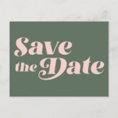 Retro 70s Typografie Roze en Groen sparen de Datum Briefkaart (Voorkant)
