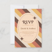 Retro 70s Typografie Stripes QR Code Wedding RSVP (Voorkant)