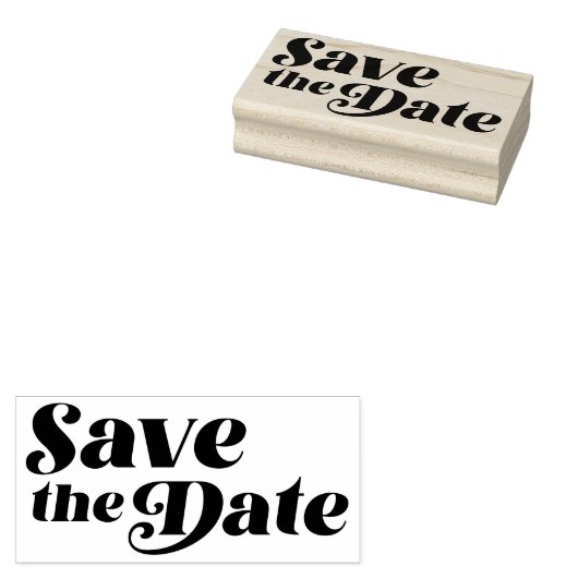 Retro 70s typografie trouwkaart Save The Date Rubberstempel (Gestempeld)