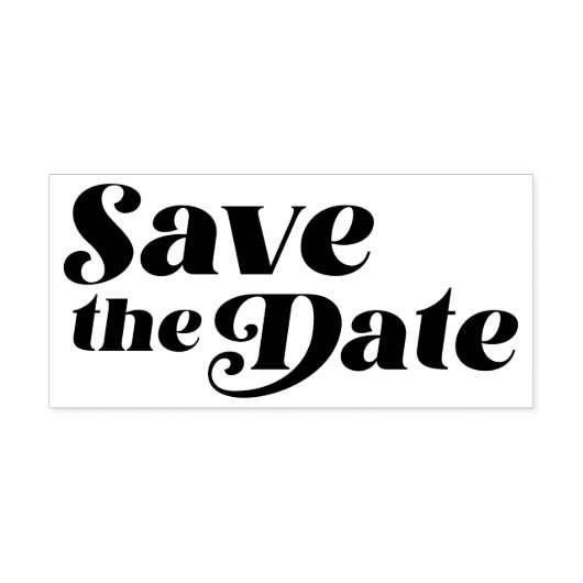 Retro 70s Typografie Wedding Save the Date Rubberstempel (Afrduk)