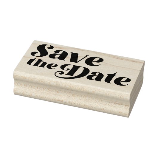 Retro 70s Typografie Wedding Save the Date Rubberstempel (Stempel)
