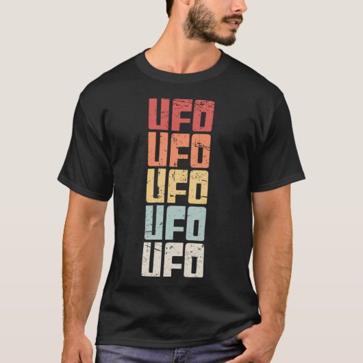 Retro 70S UFO buitenaardse tekst T-shirt (Voorkant)