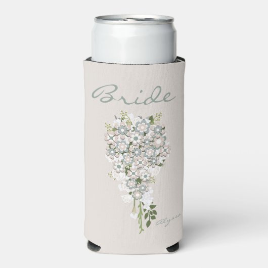Retro 70's ventilatorkracht groen-witte bride seltzer blikjeskoeler (Seltzer Voorkant)