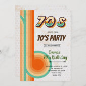 Retro 70s verjaardag thema Uitnodiging (Voorkant / Achterkant)