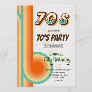 Retro 70s verjaardag thema Uitnodiging